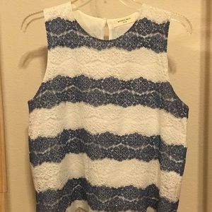 White and blue lace top